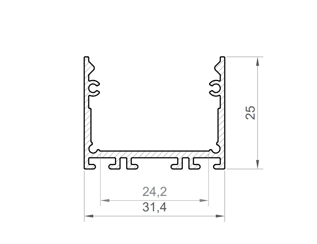 Profil na povrch U TELI UP 31x24 Stříbrný